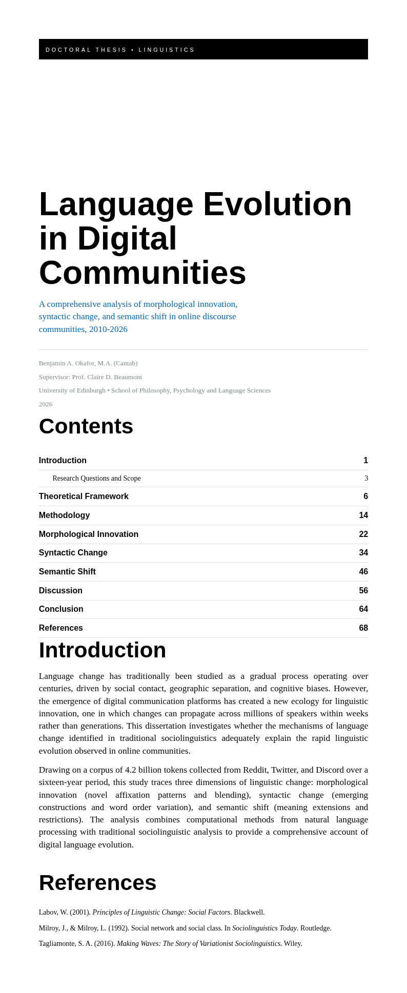 Typographic focused thesis